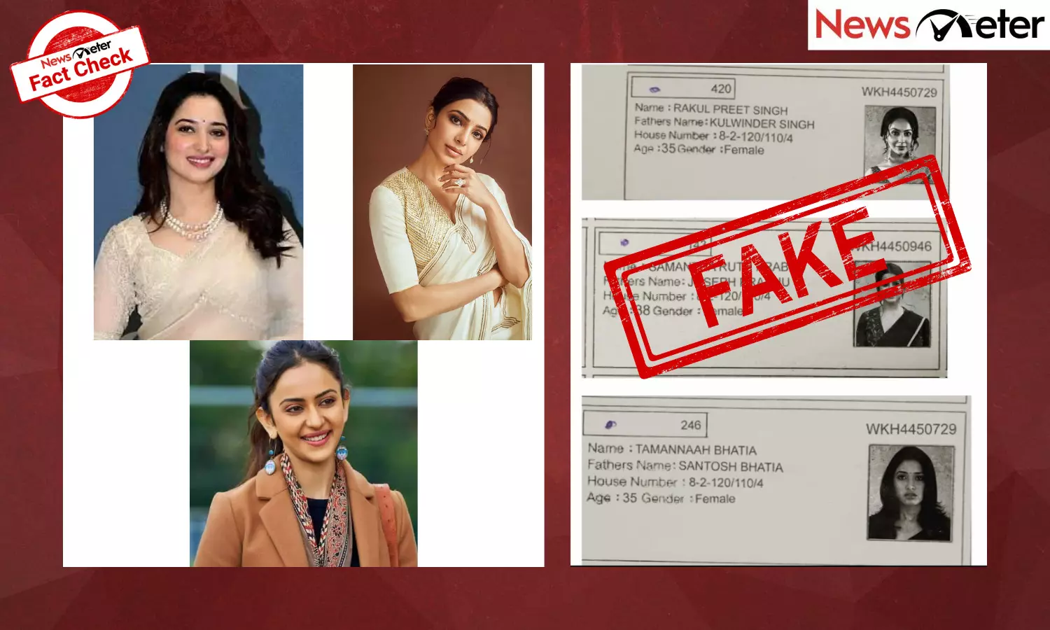 Fact Check: Jubilee Hills bypoll – Tamannaah, Samantha and Rakul Preet registered as voters? Know the truth here Fact Check: Jubilee Hills bypoll – Tamannaah, Samantha and Rakul Preet registered as voters? Know the truth here