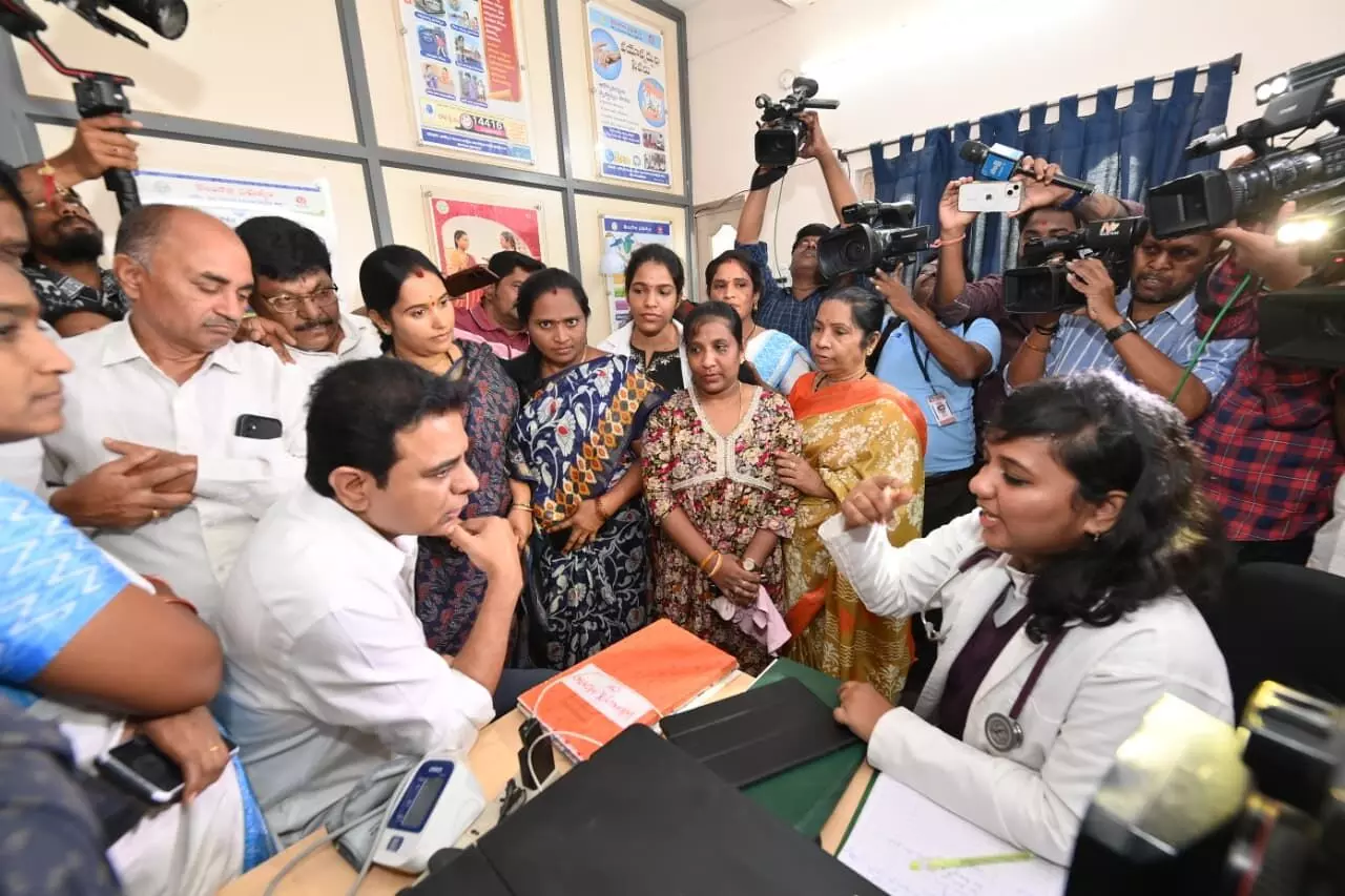 KTR claims Congress neglecting Basti Dawakhanas, wages of healthcare workers KTR claims Congress neglecting Basti Dawakhanas, wages of healthcare workers