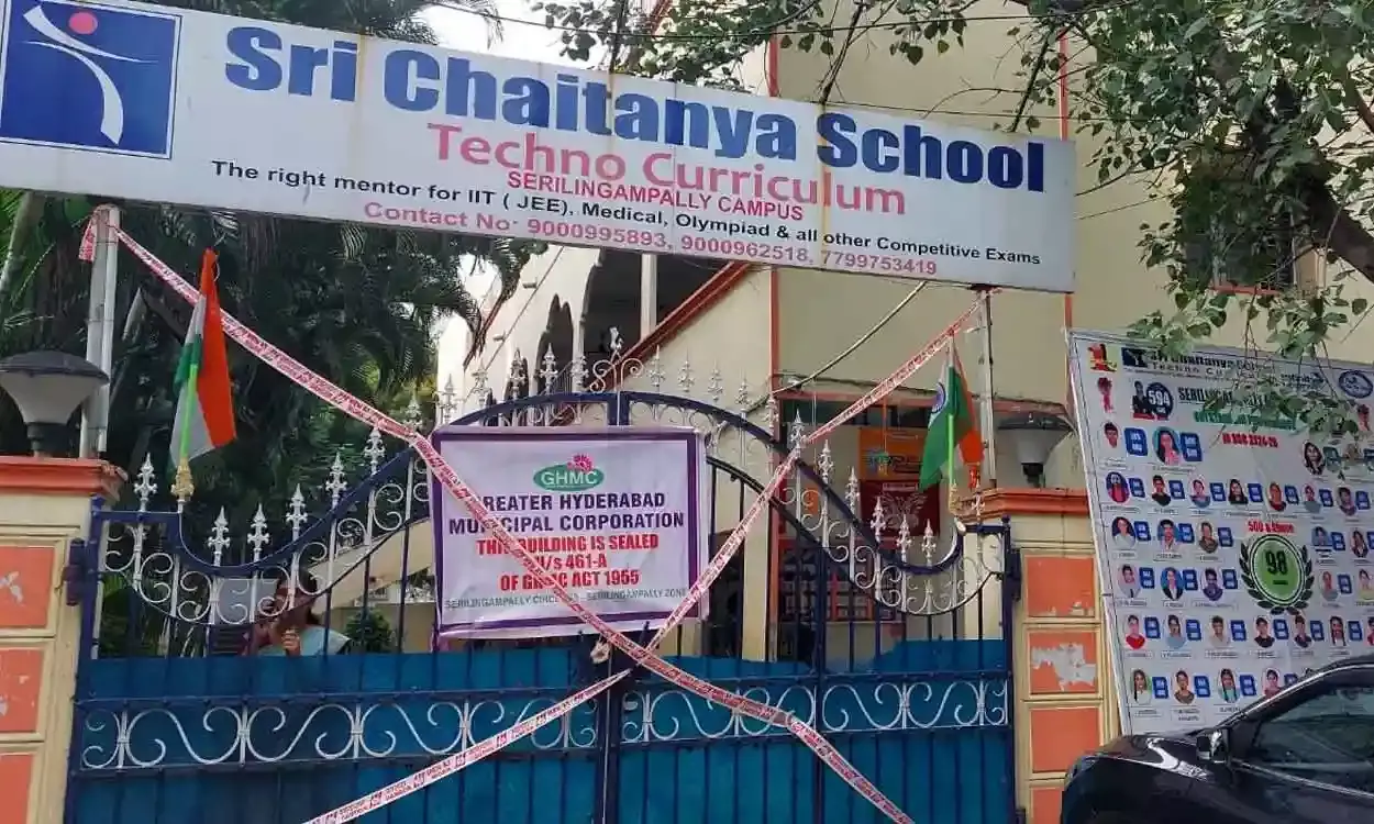GHMC seals Sri Chaitanya School in Serilingampally over building violations; 1,400 students affected