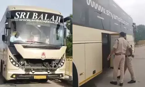 Kurnool bus fire: Transport dept seizes 2 private coaches, ramps up safety checks in Telangana Kurnool bus fire: Transport dept seizes 2 private coaches, ramps up safety checks in Telangana