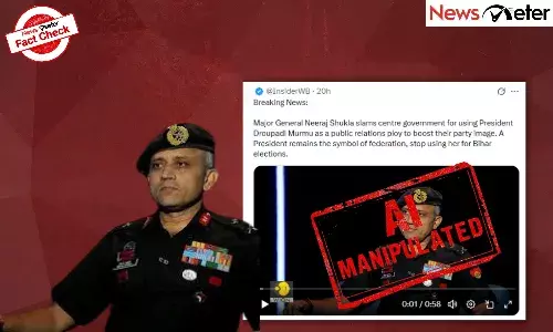 Fact Check: General Neeraj Shukla slams BJP govt for using President Murmu for Bihar polls? No, video is AI-manipulated Fact Check: General Neeraj Shukla slams BJP govt for using President Murmu for Bihar polls? No, video is AI-manipulated