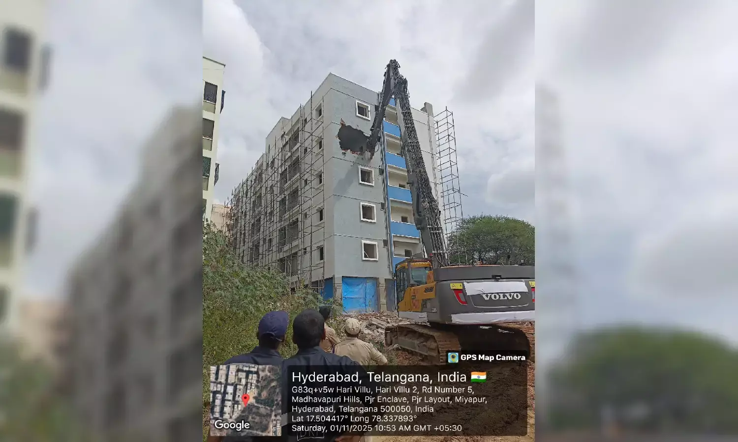 HYDRAA demolishes 5-storey illegal building in Miyapur; Fake LRS documents exposed