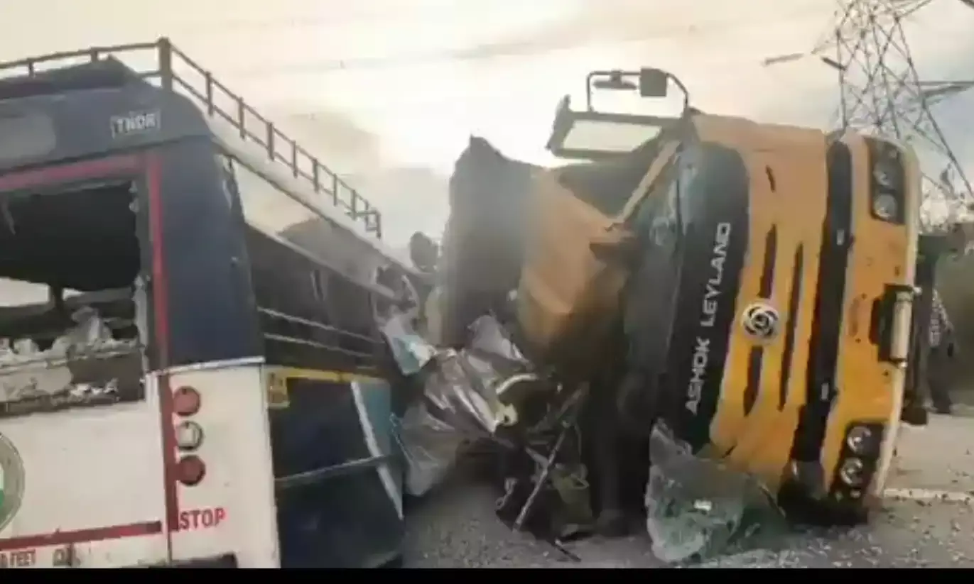 Ranga Reddy: Truck rams into TGSRTC bus in Chevella mandal; 19 killed