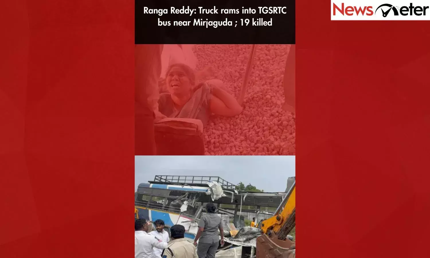 Ranga Reddy: Truck rams into TGSRTC bus near Mirjaguda ; 19 killed