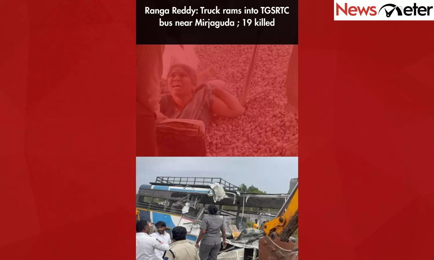 Ranga Reddy: Truck rams into TGSRTC bus near Mirjaguda ; 19 killed