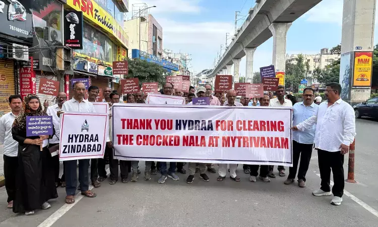 Hyderabad residents thank HYDRAA for widening nalas, restoring access to lanes Hyderabad residents thank HYDRAA for widening nalas, restoring access to lanes