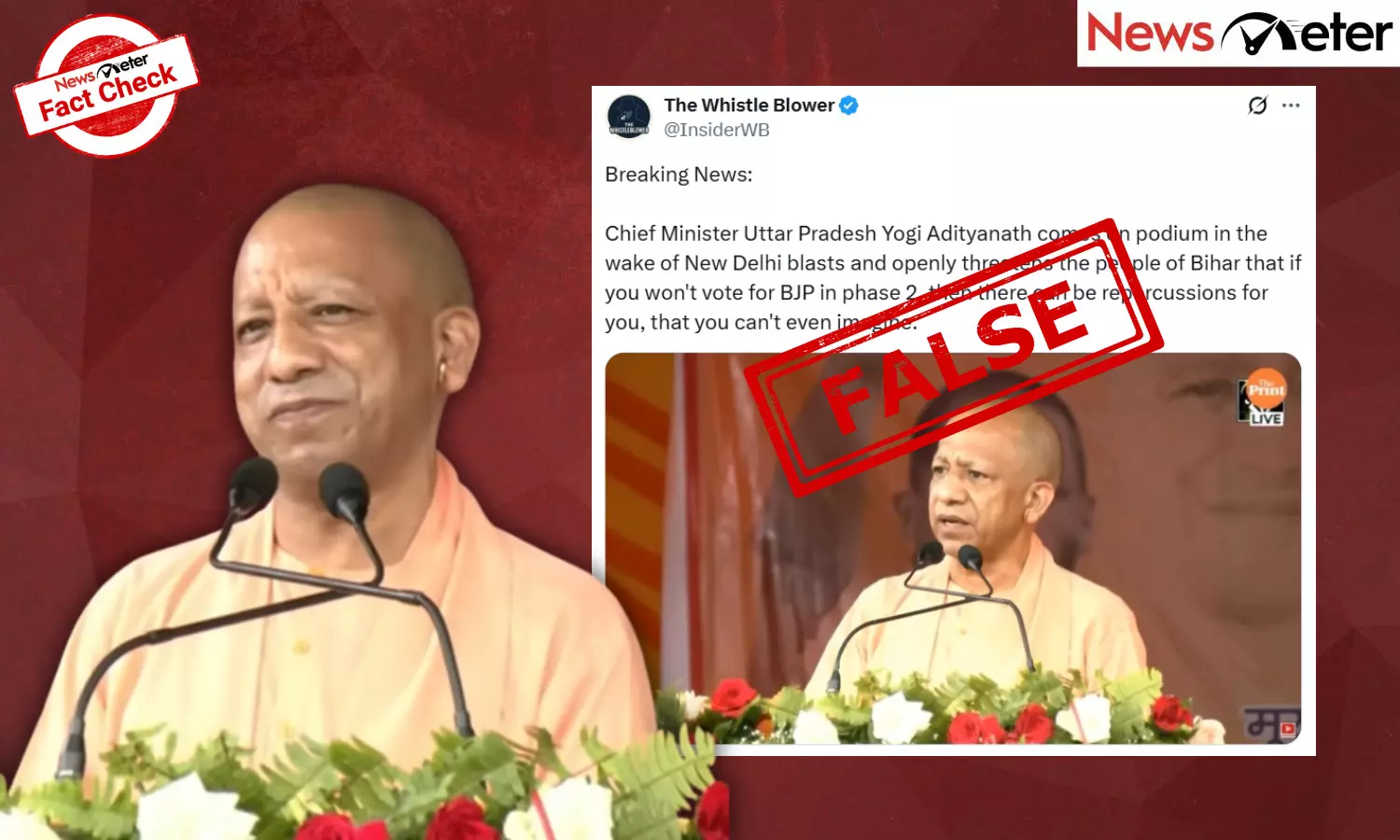 Fact Check: ‘Delhi blast can happen in Bihar too’ - Yogi warns voters before polls? No, video is AI-manipulated