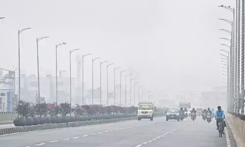 Thick early-morning mist slows Hyderabad traffic; visibility dips in Medchal, BHEL, RC Puram