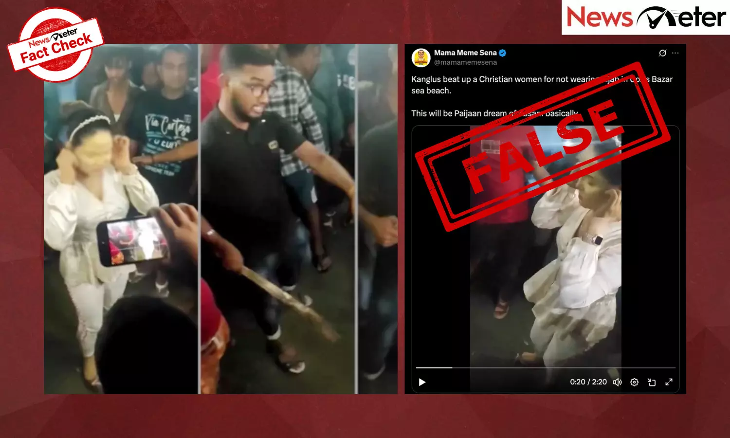 A video is going viral on social media with the claim that a Christian tribal woman in Bangladesh was assaulted by Muslim men for not wearing a hijab.