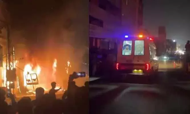 Fire breaks out at Gomathi Electronics showroom, Shalibanda Clock Tower; five injured