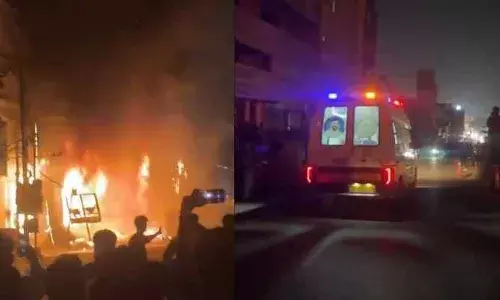 Fire breaks out at Gomathi Electronics showroom, Shalibanda Clock Tower; five injured