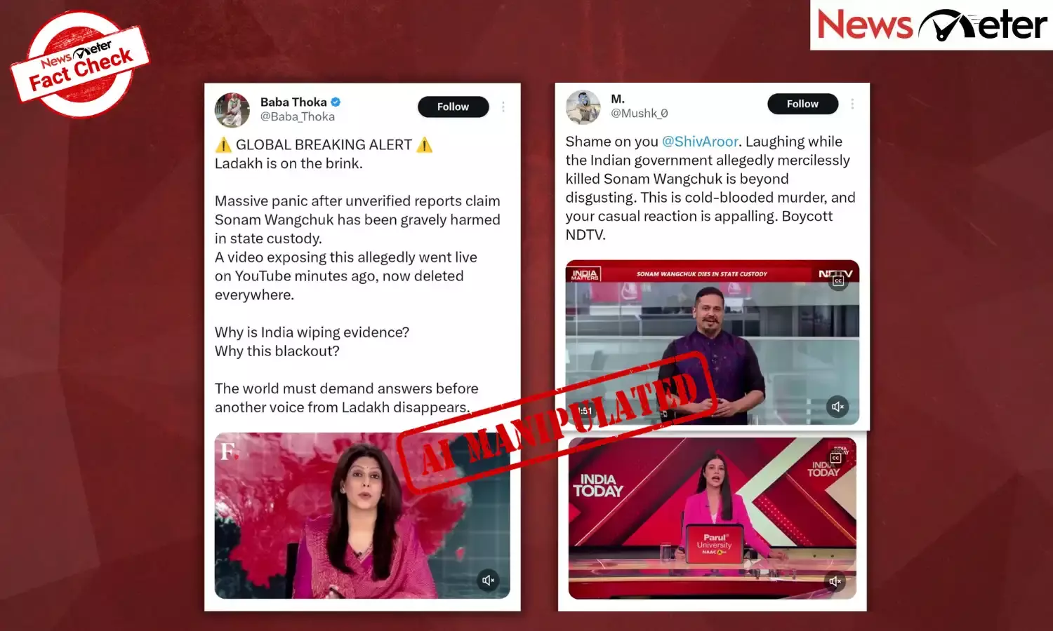 Fact Check: Ladakh activist Sonam Wangchuk dies in extrajudicial killing? No, journalists’ videos are AI-manipulated