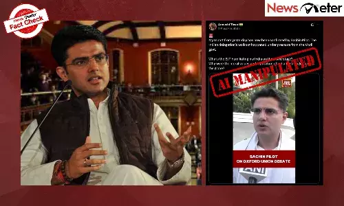 A video claiming to show Congress leader Sachin Pilot saying that the Indian delegation withdrew from an Oxford Union debate under pressure from the Modi government is going viral. A video claiming to show Congress leader Sachin Pilot saying that the Indian delegation withdrew from an Oxford Union debate under pressure from the Modi government is going viral.