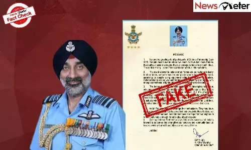 Fact Check: Air Chief Marshal AP Singh praises Pakistan’s defence capabilities? No, letter is fabricated