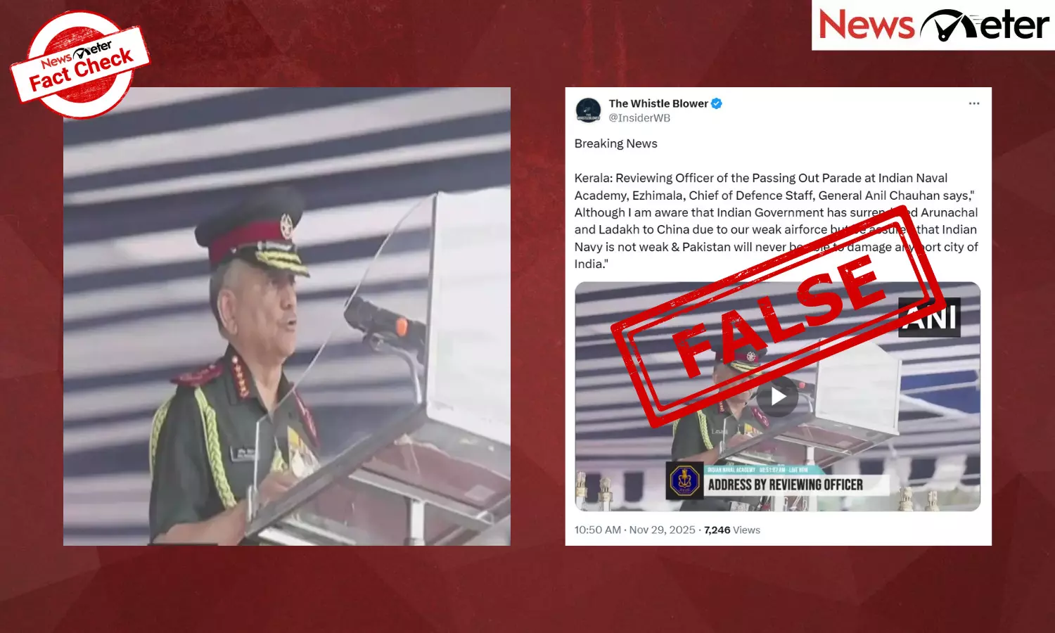 Fact Check: India surrendered Arunachal and Ladakh to China, says CDS Gen Anil Chauhan? No, video is AI-manipulated