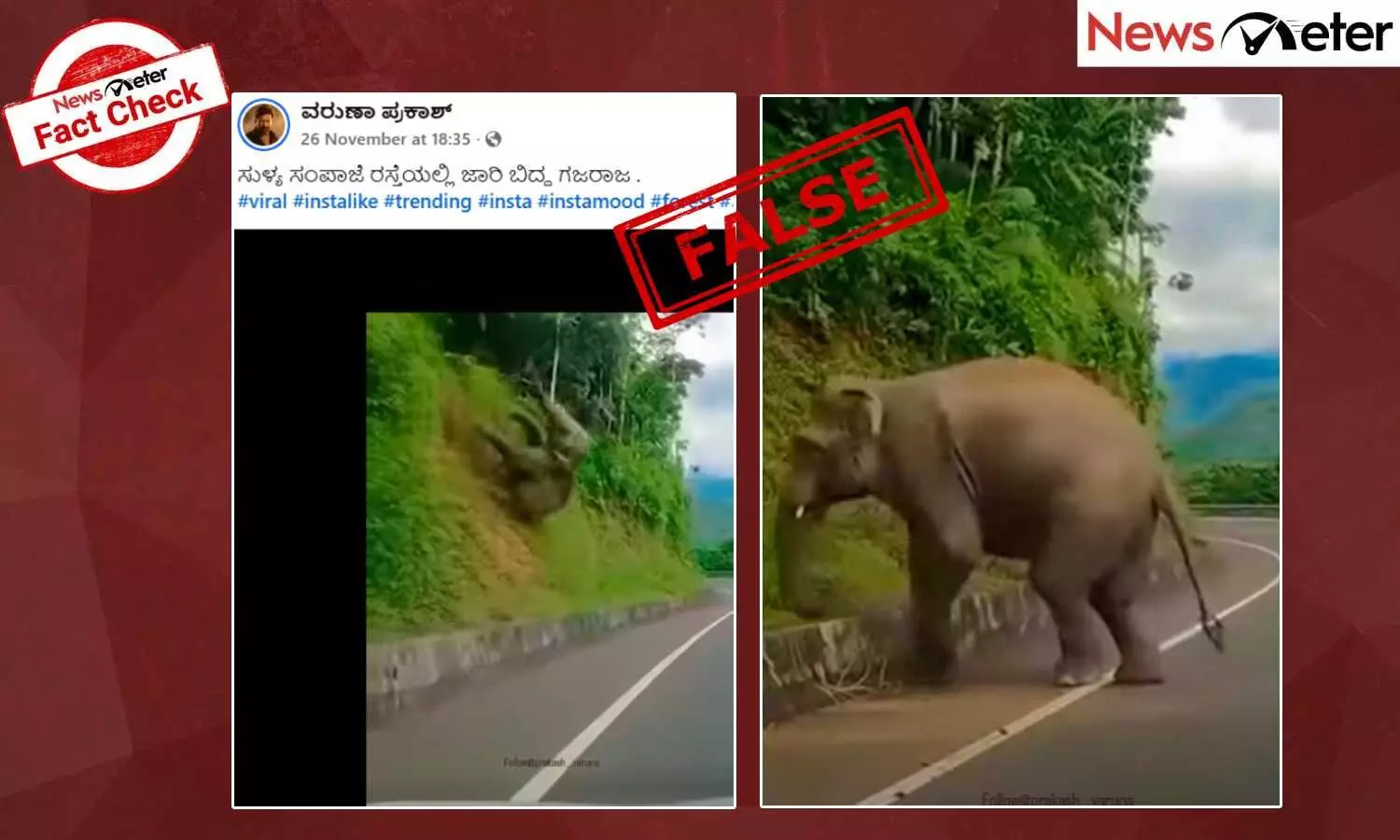 Fact Check: ಸುಳ್ಯ- ಸಂಪಾಜೆ ರಸ್ತೆಯಲ್ಲಿ ಜಾರಿ ಬಿದ್ದ ಗಜರಾಜ ಎಂದು ಎಐ ವೀಡಿಯೊ ವೈರಲ್