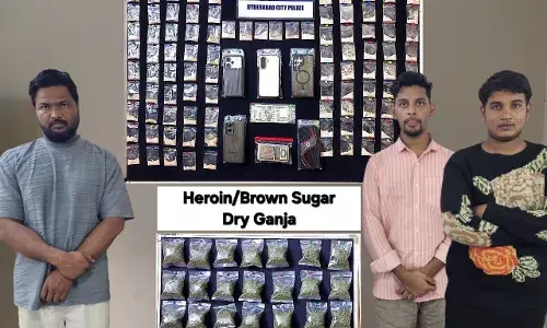 Three drug peddlers arrested near IMAX open ground; brown sugar, ganja worth lakhs seized