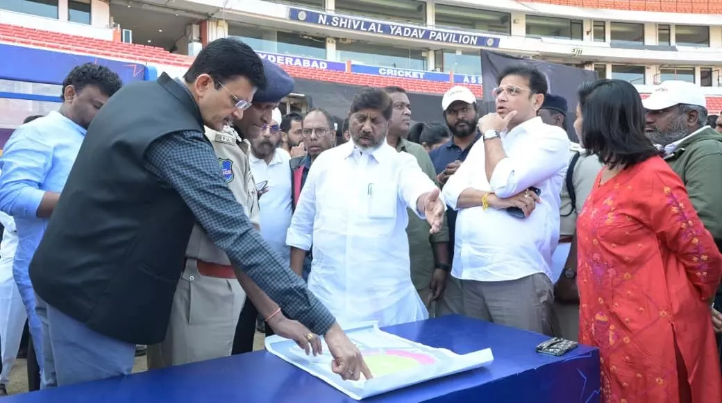 Uppal Stadium prepares for massive rush of football lovers as Messi plays against CM Revanth Uppal Stadium prepares for massive rush of football lovers as Messi plays against CM Revanth