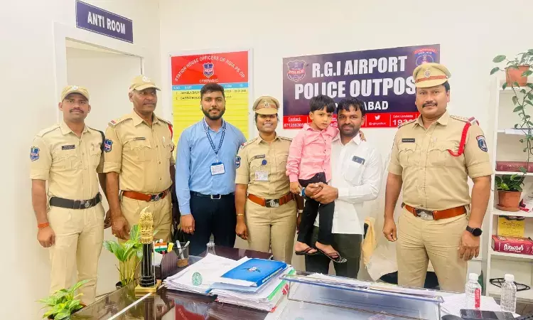 Cyberabad Police reunite missing boy with his father at RGIA Cyberabad Police reunite missing boy with his father at RGIA