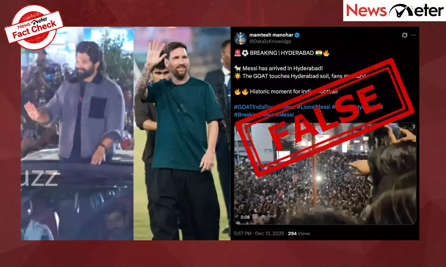 A video claiming to show fans welcoming Lionel Messi in Hyderabad during his GOAT India Tour is going viral on social media.