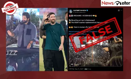 A video claiming to show fans welcoming Lionel Messi in Hyderabad during his GOAT India Tour is going viral on social media. A video claiming to show fans welcoming Lionel Messi in Hyderabad during his GOAT India Tour is going viral on social media.
