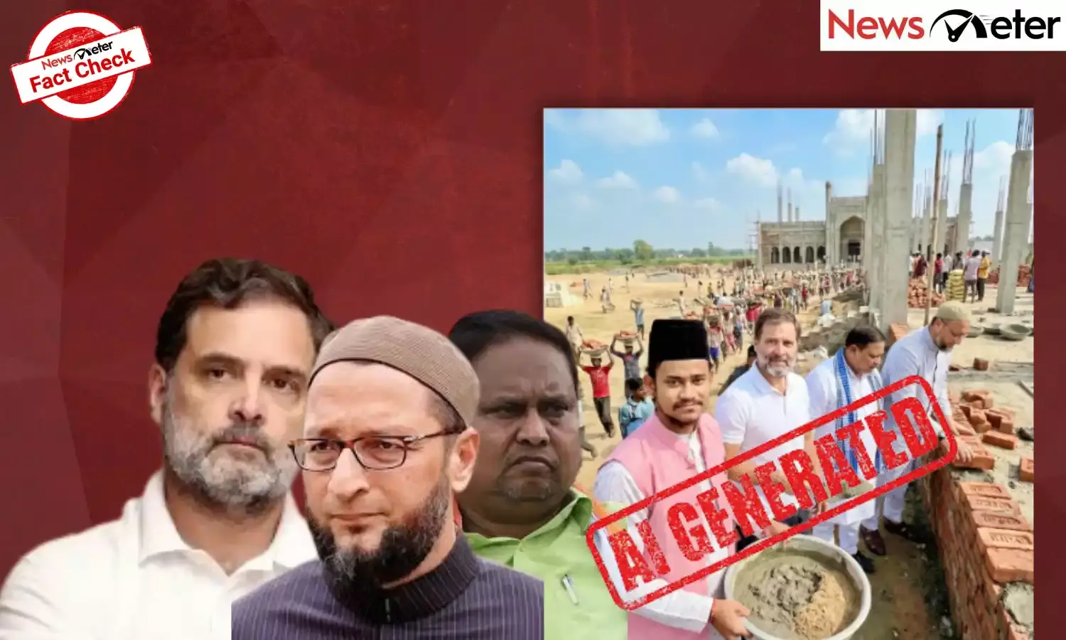 Fact Check: ‘Babri Masjid’ in West Bengal - Rahul Gandhi, Owaisi help Humayun Kabir? No, image is AI-generated
