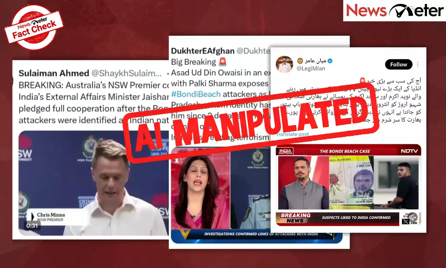 Fact Check: Bondi Beach attack - Pakistani X accounts peddle AI-manipulated videos of Australian and Indian politicians, journalists