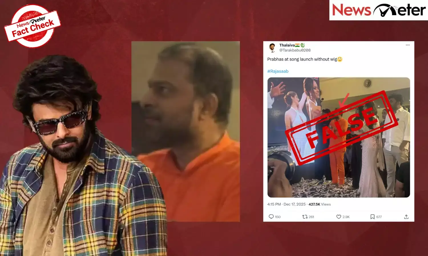 Fact Check: Prabhas seen without wig at RajaSaab promotions? No, image has been manipulated