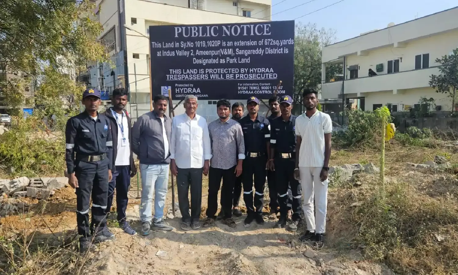 Hyderabad: HYDRAA reclaims Rs 5 crore worth parkland from encroachers at Indus Valley-2 in Ameenpur