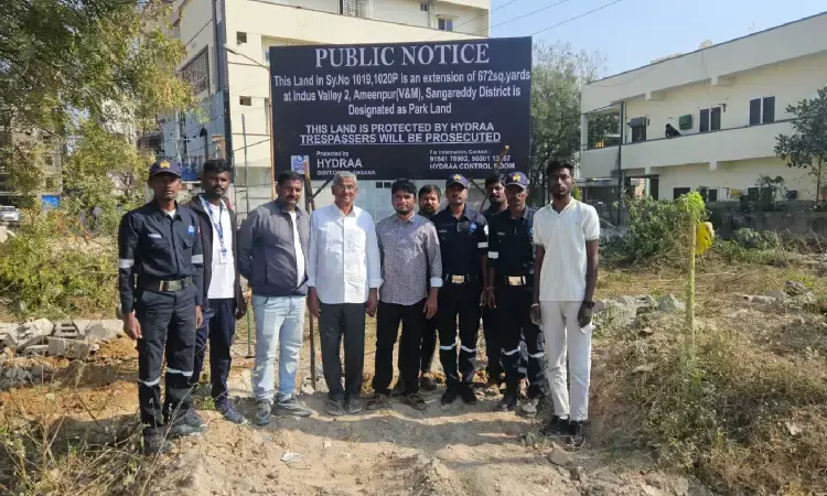 Hyderabad: HYDRAA reclaims Rs 5 crore worth parkland from encroachers at Indus Valley-2 in Ameenpur