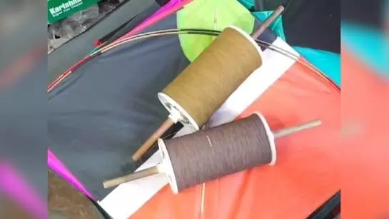 Banned Chinese manjha nearly kills Hyderabad youth; Old City police seize 24 bobbins Banned Chinese manjha nearly kills Hyderabad youth; Old City police seize 24 bobbins