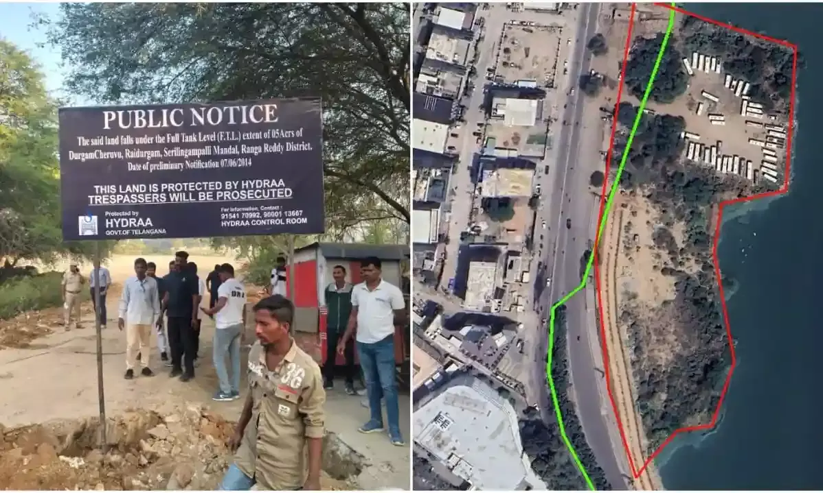 Durgam Cheruvu shrinks from 160 to 116 acres; HYDRAA clears 5 acres of illegal encroachments