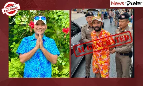 An image claiming to show Telugu YouTuber Anvesh arrested by Thai police is circulating widely on social media.