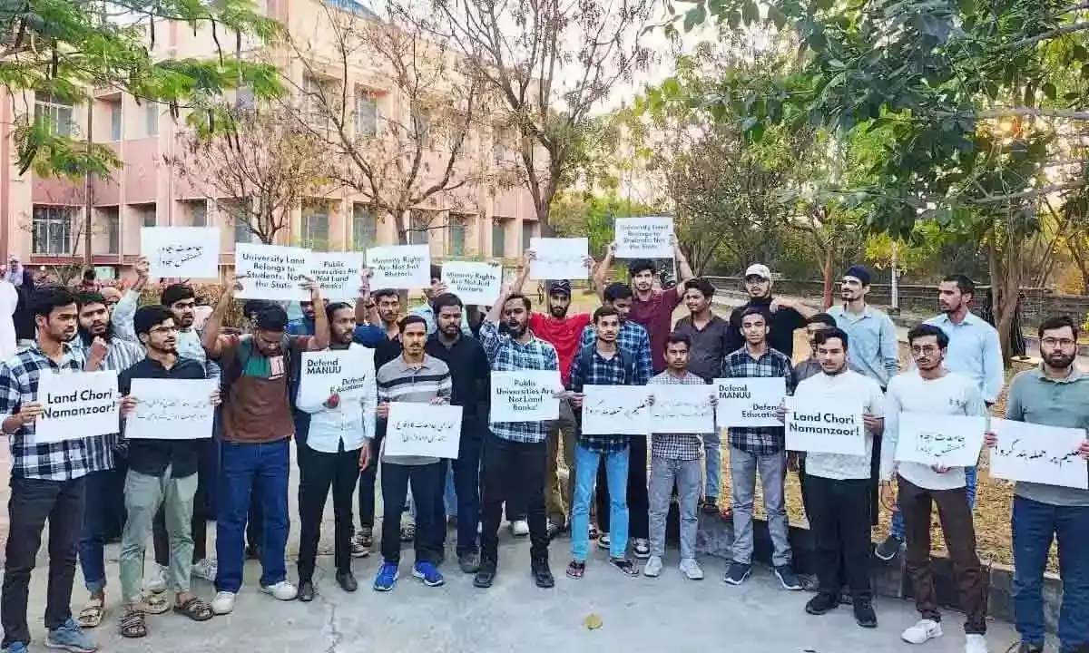 MANUU students protest Congress govt move to ‘reclaim’ 50 acres of university land