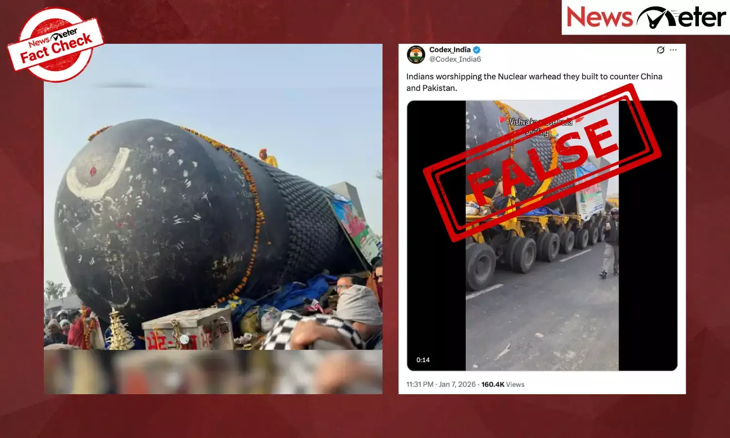 A video claiming that Indians are worshipping a nuclear warhead built to counter China and Pakistan is going viral on social media.