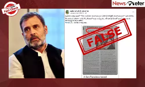 A screenshot claiming to be from an American newspaper questioning whether Rahul Gandhi is “from India or Pakistan” after his US visit is circulating on social media.