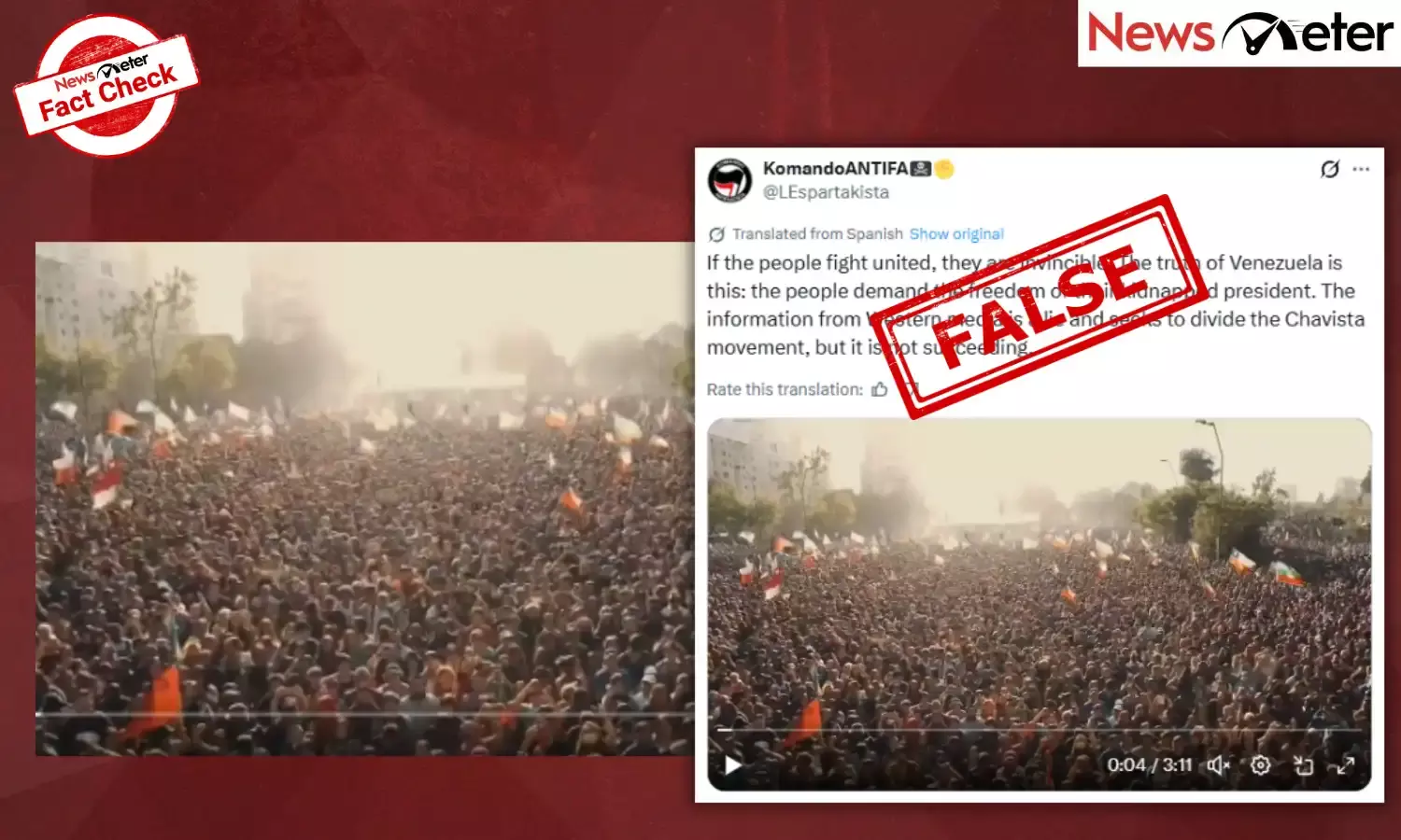 Fact Check: Massive crowd gathering in Venezuela for Nicolas Maduro’s release? No, video shows fare hike protest in Chile