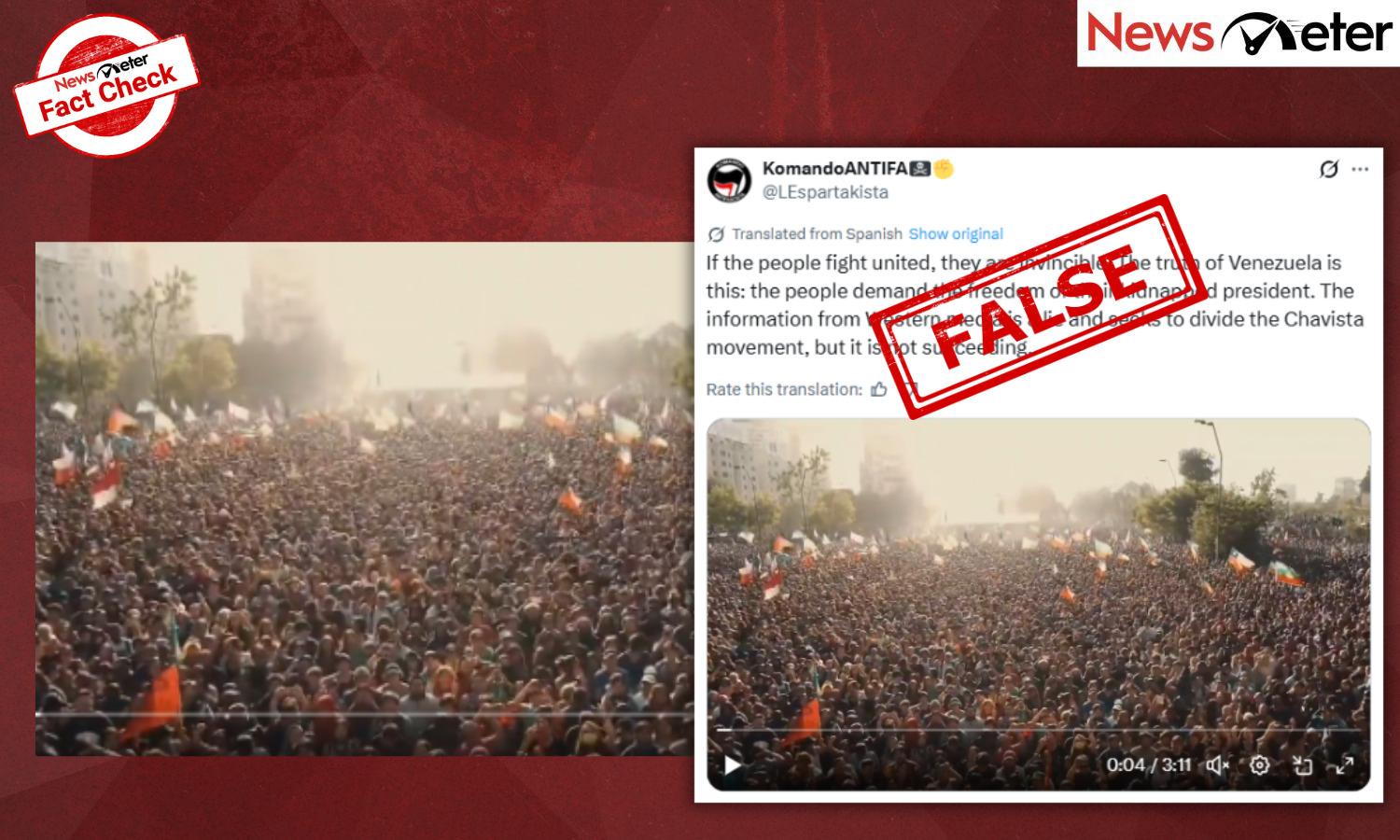 Fact Check: Massive crowd gathering in Venezuela for Nicolas Maduro’s release? No, video shows fare hike protest in Chile