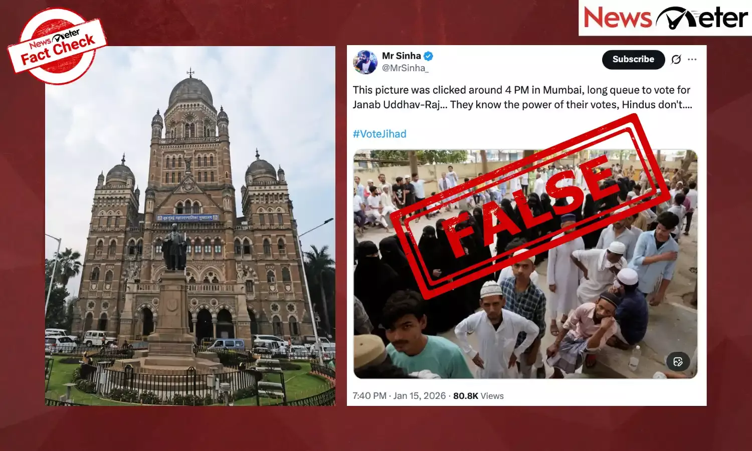 An image showing Muslims standing in a queue to vote is going viral with the claim that it shows a visual from the Brihanmumbai Municipal Corporation (BMC) elections in 2026.
