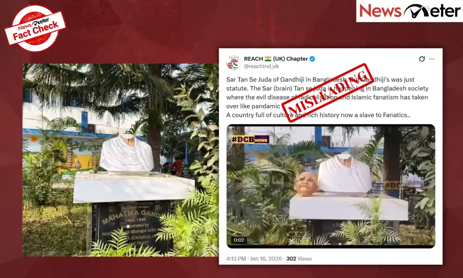 Fact Check: Gandhi’s statue decapitated in Bangladesh? No, incident happened in West Bengal