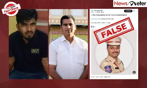 A photograph of a uniformed police officer is being circulated on social media in connection with the murder of Constable E Pramod Kumar in Nizamabad, Telangana. A photograph of a uniformed police officer is being circulated on social media in connection with the murder of Constable E Pramod Kumar in Nizamabad, Telangana.