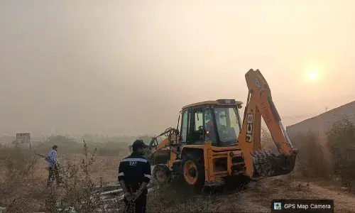 Hyderabad: HYDRAA dismantles illegal encroachments, clears internal roads at Pedamberpet