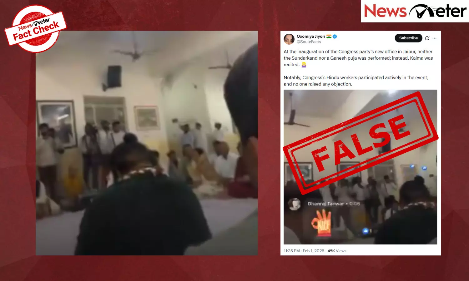 Fact Check: Kalma recited at Congress’s new Jaipur office opening? No, here’s the truth