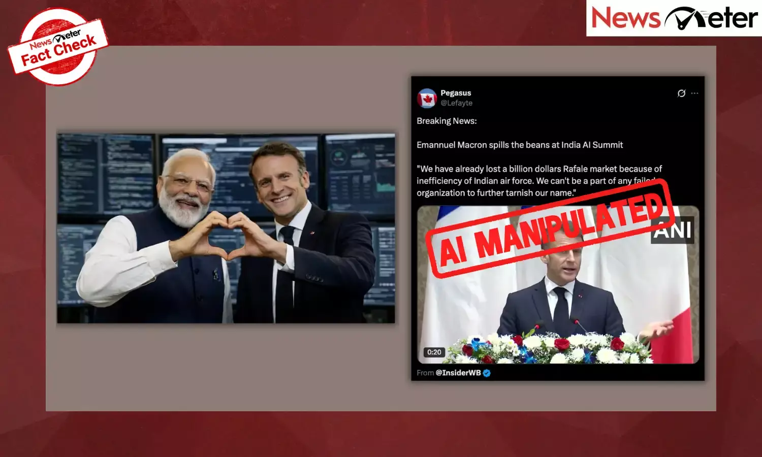 A video claiming to show French President Emmanuel Macron blaming the Indian Air Force for massive market losses to Rafale manufacturer Dassault Aviation is going viral.