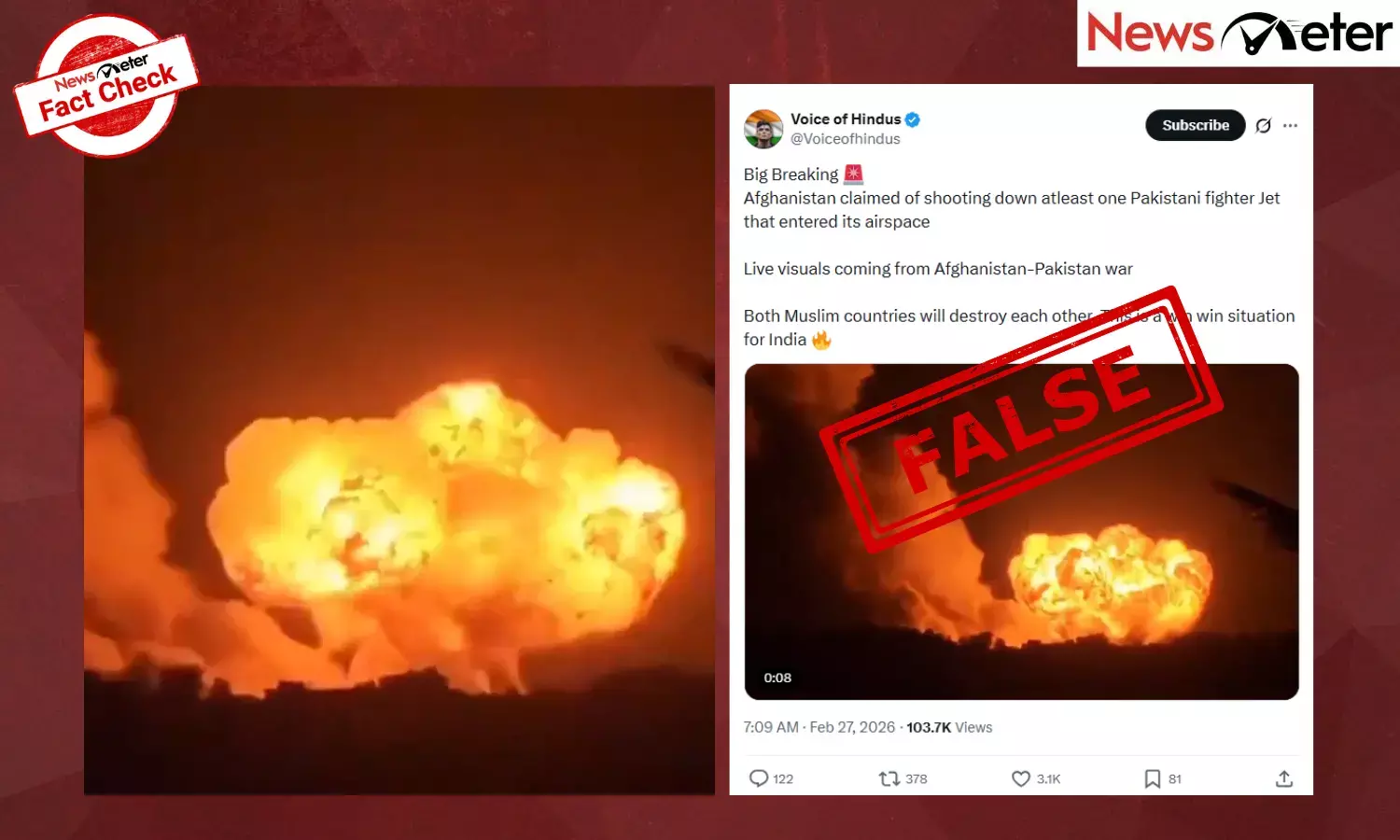 Fact Check: Afghanistan shot down a Pak jet? No, viral video is unrelated