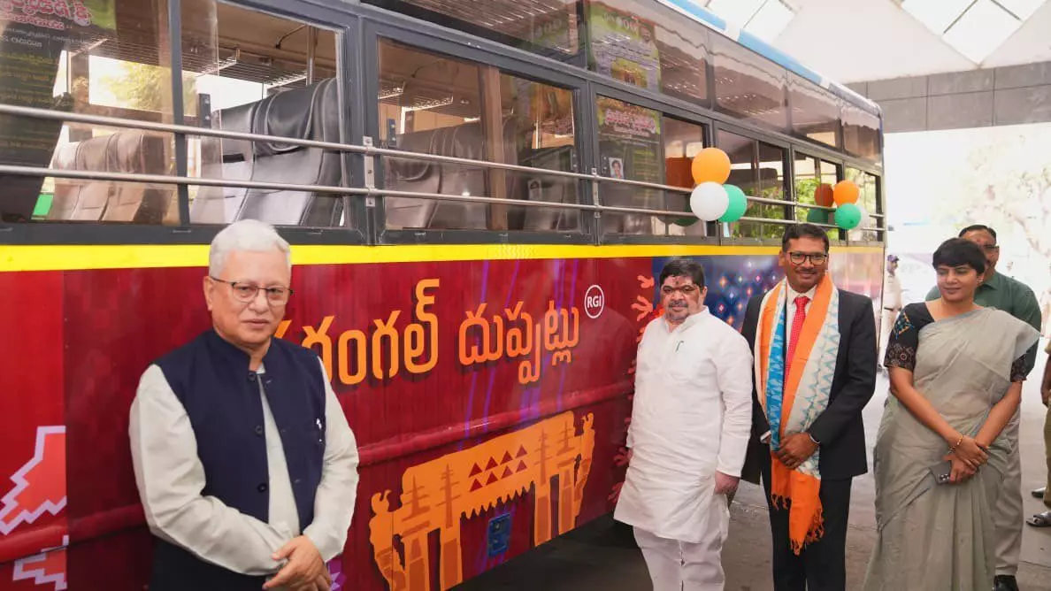 Telangana public buses now carry Pochampally and Nirmal GI-tagged handicrafts across state Telangana public buses now carry Pochampally and Nirmal GI-tagged handicrafts across state