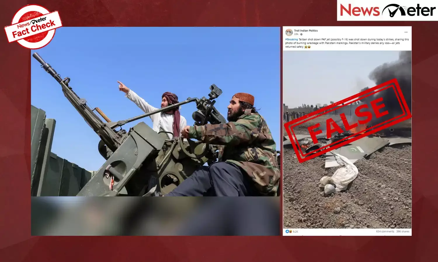 An image circulating on social media claims to show Pakistans fighter jet shot down by Afghanistan on February 27.