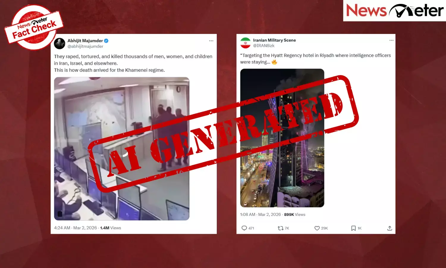 Fact Check: Riyadh Hyatt hotel on fire, CCTV footage shows attack on Khamenei? No, find the truth here