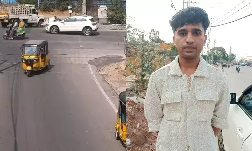 Hyderabad: Drunk techie drags cop on Mercedes bonnet at Gachibowli; held Hyderabad: Drunk techie drags cop on Mercedes bonnet at Gachibowli; held