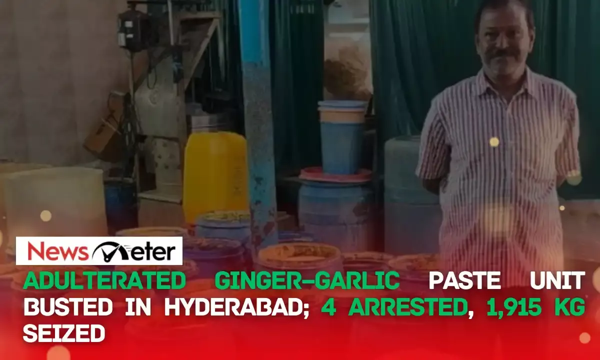 Adulterated ginger–garlic paste unit busted in Hyderabad; 4 arrested, 1,915 kg seized